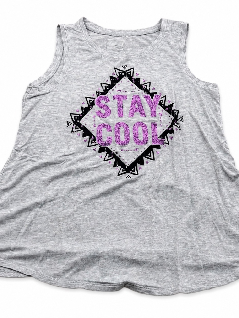 Youth Justice Stay Cool‎ Glitter Tank Top Gray Purple Girls Size 10 Shirt